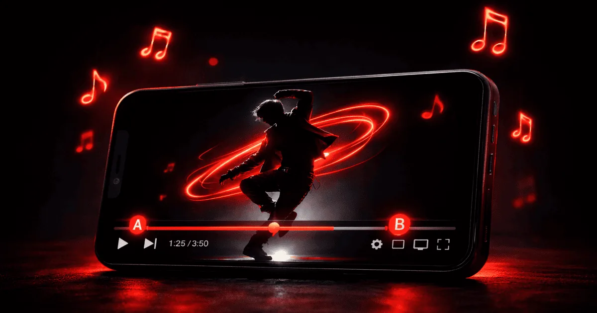 K-pop dancer practicing with YouTube loop tool